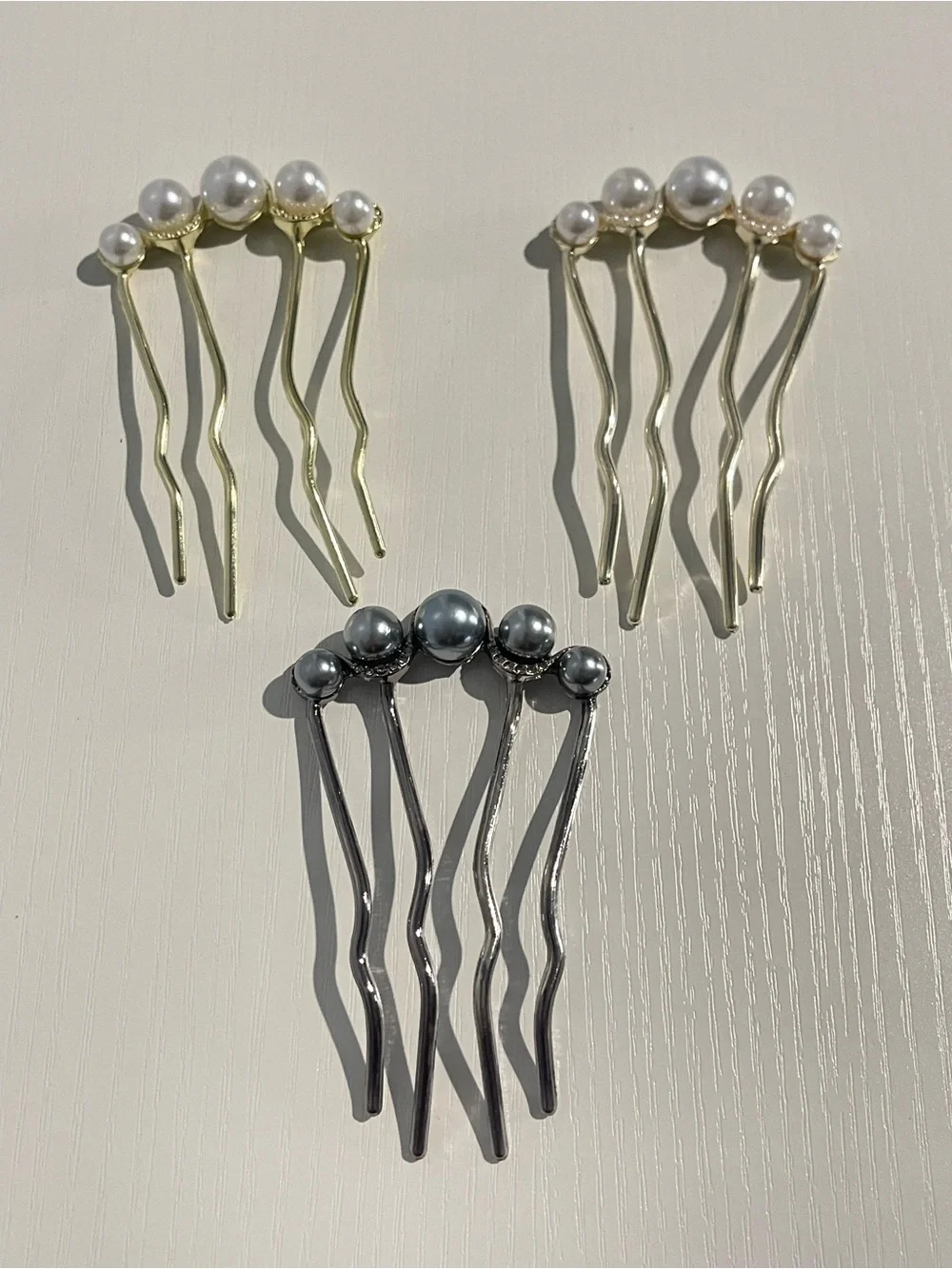 Pearl Cluster Hair Fork - Gold and Silver